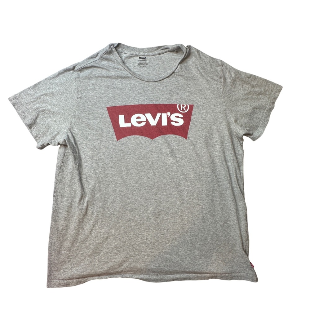 Levi's T-Shirt Mens XL Grey Graphic Batwing Logo Short Sleeve Cotton 17783-0138